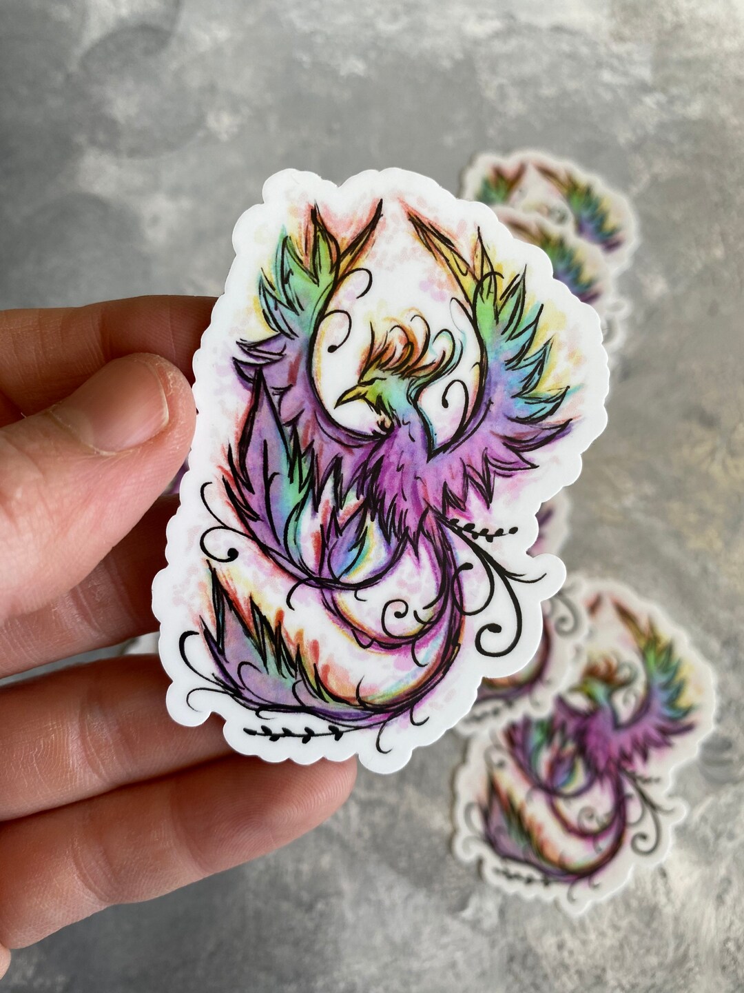 Phenyle Sticker Design Colorful Phoenix Sticker - Etsy