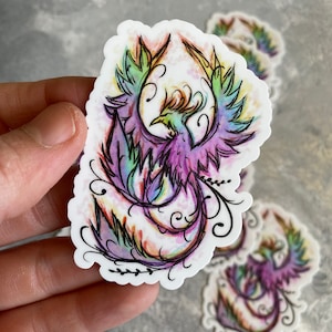 Sticker phénix coloré