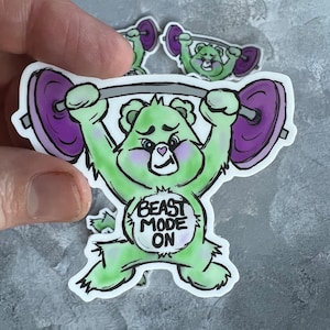 Beast Mode Care Bear Sticker