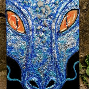 Zafira the tide bringer, 3D glow in the dark, original fantasy painting, dragon art, glow in the dark, UV painting