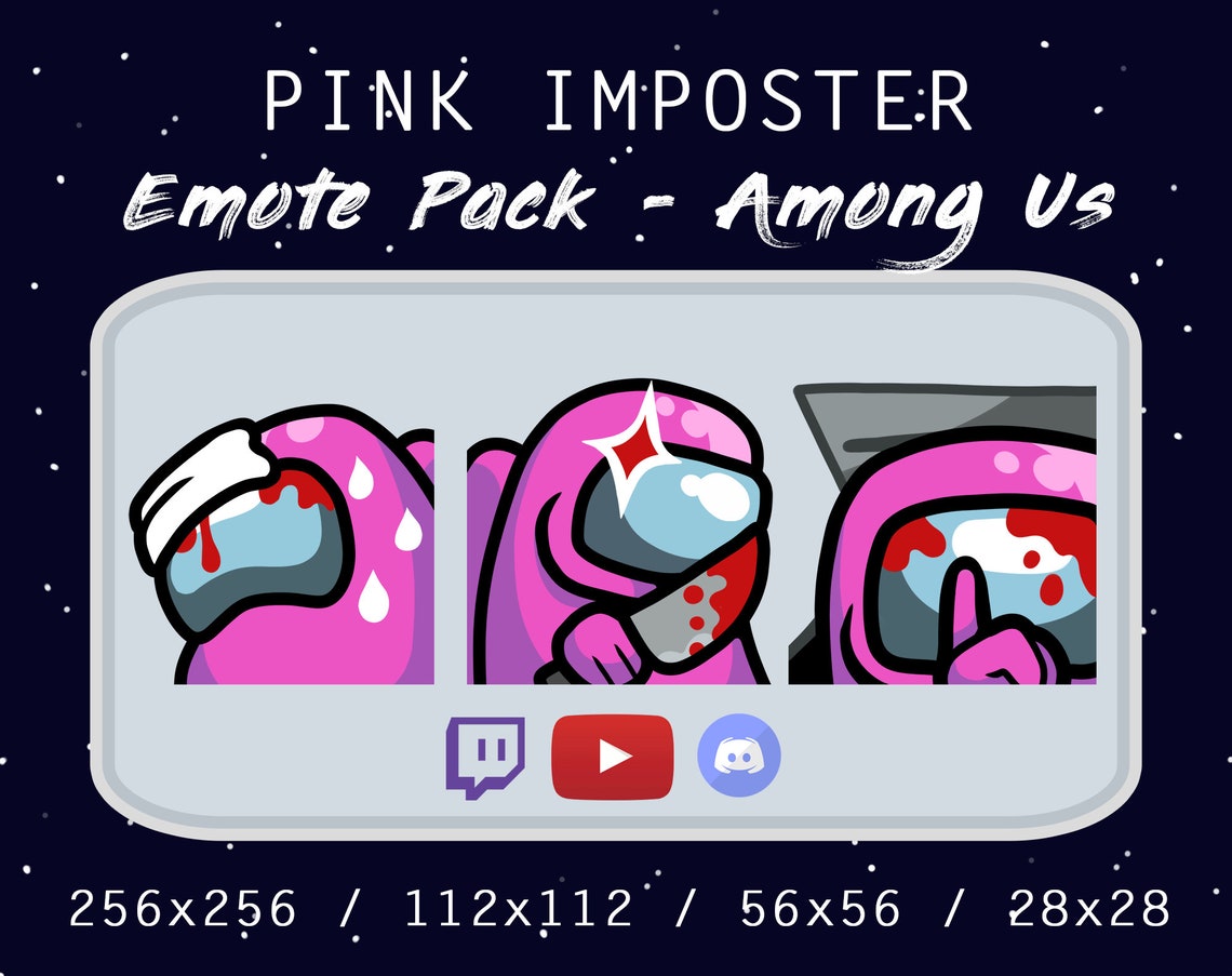 Among Us Pink Imposter Emote Pack / Set for Twitch / Discord Etsy