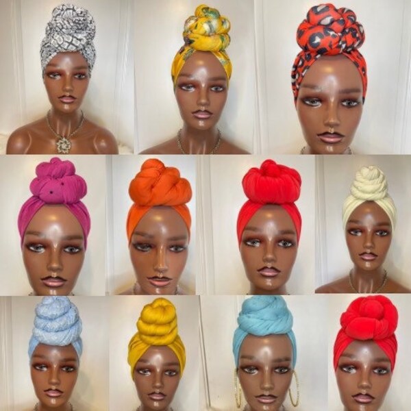 PreTied Turban, Pre Tied Head Wrap, Gift for mum, Full Coverage Turban, Turban, Headwrap, Gift for wife, Hair Loss Cover, HeadScarf