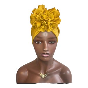 PreTied  Ruffles Turban, Pre Tied Head Wraps, Alopecia Wrap, Full Coverage Turban, Turban, Headwrap, Gift for wife, Cover For Hair Loss