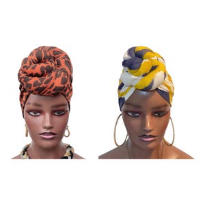 Satin-Lined PreTied Turban | Pre Tied Head Wrap | Alopecia Wrap | Pre tied Head Scarf | Full Coverage Turban | Gift for wife&mum