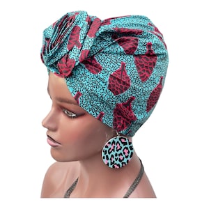 Satinlined PreTied Turban | Pre Tied Head Wrap | Alopecia Wrap | Pre tied Head Scarf | African Print Turban | Gift for wife&mum