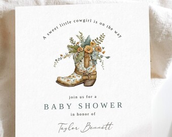 Cowgirl Baby Shower Invitation, Country Baby Shower Invitation, Cowboy Boots Girl Baby Shower Invite, Rustic Baby Shower Invite Girl