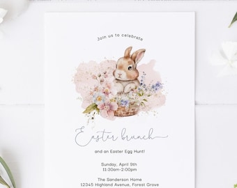 Easter Brunch Invitation, Easter Egg Hunt Invitation, Easter Bunny Invitation, Printable, Digital Download