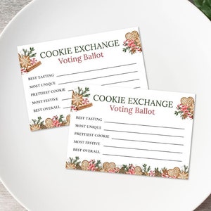 Cookie Exchange Vote Cards, Christmas Cookie Swap Voting Ballots, Best Cookie Ballot, Printable Vote Cards, Digital Download, F145