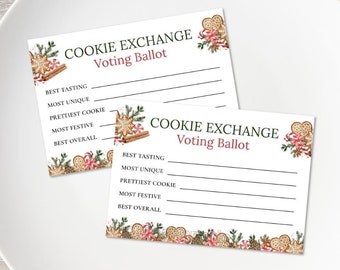 Cookie Exchange Vote Cards, Christmas Cookie Swap Voting Ballots, Best Cookie Ballot, Printable Vote Cards, Digital Download, F145
