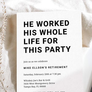 Funny Retirement Party Invitation, Retirement Party Invite for a Man, Editable, Digital, Printable