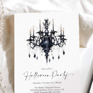 Gothic Halloween Invitation for Adults, Vintage Halloween Invite, Modern Adult Halloween Invitation, Printable Halloween Invitation