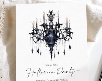 Gothic Halloween Invitation for Adults, Vintage Halloween Invite, Modern Adult Halloween Invitation, Printable Halloween Invitation