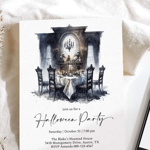 Gothic Halloween Invitation for Adults, Halloween Dinner Party Invitation, Printable Halloween Invitation Adult, Vintage Halloween Invite