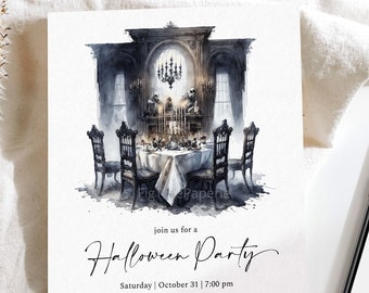 Gothic Halloween Invitation for Adults, Halloween Dinner Party Invitation, Printable Halloween Invitation Adult, Vintage Halloween Invite