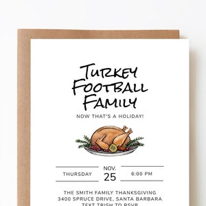 Thanksgiving uitnodiging, voetbal Thanksgiving diner uitnodigen, Thanksgiving digitaal, bewerkbare sjabloon, digitale download