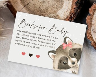 Woodland Book Request Card, Book Request Insert, Book Request Card, Bring a Book Card, Books for Baby Card, Woodland, Baby Shower Girl, F122