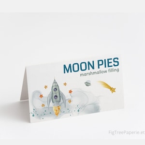 Food Labels Outer Space Party, Astronaut Galaxy Birthday Tent Cards, Editable, Printable, Digital Download F133