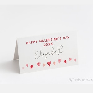 Tarjetas de presentación del día de Galentine, tarjetas de configuración de lugar de fiesta de San Valentín, decoración de corazones, boda, despedida de soltera