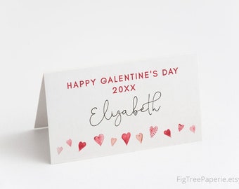 Galentine's Day Name Cards, Valentine's Party Place Setting Cards, Hearts Decor, Wedding, Bridal Shower