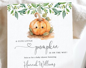 Pumpkin Baby Shower Invitation, Fall Baby Shower Invitation, October Baby Shower Invitation, Autumn Baby Shower Invite, F155