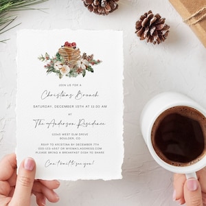 Christmas Brunch Invitation, Holiday Brunch Invite, Christmas Breakfast Party, Pancakes Party, Digital Download
