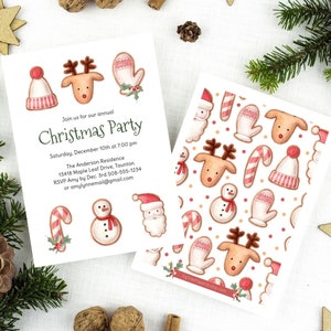 Christmas Invitation, Kids Christmas Party Invite, Family Holiday Party Invitation, Christmas Cookies, Printable, Digital, Download