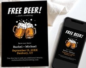 Free Beer Save Our Date Card, Funny Save the Date Invite, Modern Funny Wedding Date Card, Instant Download, Printable