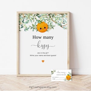 Raad eens hoeveel kusjes spel, hoeveel kusjes in de pot teken, kleine cutie baby shower games, kleine cutie party decor, F151