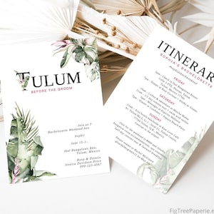 Tulum Before the Groom, Mexico Bachelorette Weekend Invitation Itinerary, Tropical Bachelorette Weekend Invitation, Boho Bachelorette