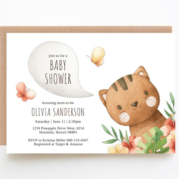 Kitten Baby Shower Invitation, Cute Cat Baby Shower Invite, Printable Invitation, Gender Neutral, Digital Download, F152