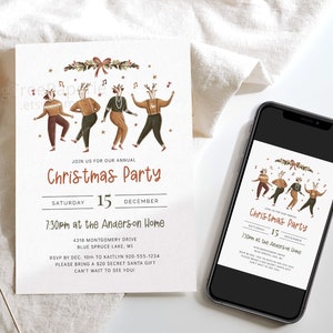 Christmas Invitation, Holiday Party Invite, Office Holiday Party Invite, Retro Christmas, Digital Download, Printable, F144