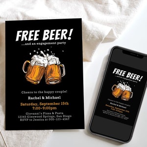 Engagement Party Invitation, Funny Engagement Party Invite, Beer Engagement Invite, Couples Shower Invitation, Instant Download, Printable