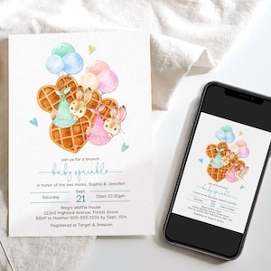 Two Moms Baby Sprinkle Invitation, Baby Sprinkle Invite for 2 Moms, Baby Brunch Two Moms, Double Sprinkle Shower Invite, Boy and Girl