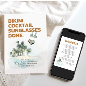 Beach Bachelorette Invitation, Bachelorette Itinerary, Tropical Bachelorette, Girls Trip, Palm Springs, Miami Bachelorette Party, Weekend