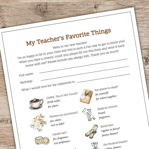 Teacher Favorites Getting to Know You Teacher Survey Etsy Teacher Favorites Getting to Know You Teacher Survey Etsy