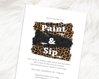 Paint and Sip Party Invitation, Sip and Paint Invite, Adult Painting Party, Girls Night Out, Ladies Night, Print or Text, Instant Download