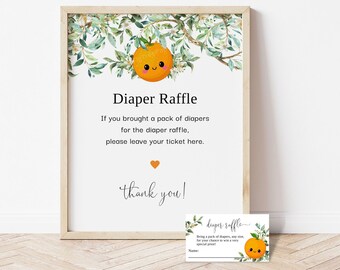 Diaper Raffle Sign, Little Cutie Baby Shower Sign, Diaper Raffle Ticket Printable, Little Cutie Party Decor, F151