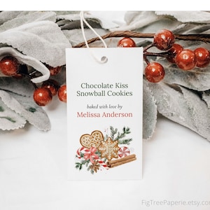 Etiqueta Assada com Amor, Etiqueta de Troca de Biscoitos, Etiqueta de Presente de Biscoito de Natal para Impressão, Etiqueta de Favor de Festa de Troca de Biscoitos, F145