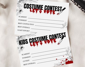 Halloween Costume Contest Voting Card, Printable Halloween Ballot Vote Card, Instant Download, Digital, F141