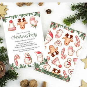 Christmas Invitation, Kids Christmas Party Invite, Family Holiday Party Invitation, Christmas Cookies, Printable, Digital, Download
