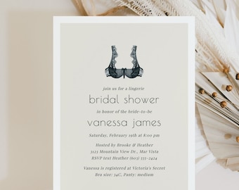 Bridal Shower Invitation, Lingerie Bridal Shower Invitation, Lingerie Bachelorette Invite, Bridal Shower Invitation Digital, F108