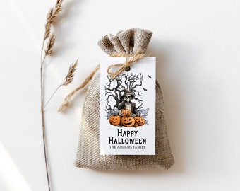 Halloween Treats Tag, Halloween Party Favor Tag, Printable Halloween Tag, Personalized Halloween Tag, Digital Download, F156
