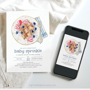 Baby Sprinkle Invitation, Brunch Baby Sprinkle Invite, Gender Neutral Baby Shower, Diaper Shower, Breakfast Sprinkle, Digital Download, F132