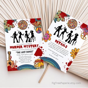 Disco Theme Murder Mystery Invitation, 70s Retro Murder Mystery Birthday Invitation, Digital Download, Printable, F137