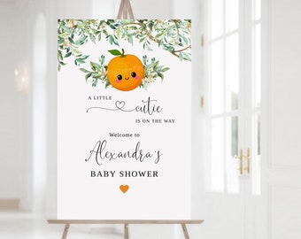 Little Cutie Baby Shower Welcome Sign, A Cutie is on the Way Welcome Sign, Orange Baby Shower Welcome Sign, Citrus Baby Shower Sign, F151