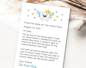 Mini Tooth Fairy Forgot Letter, Tooth Fairy Didn't Come, Printable, Instant Download, Tooth Fairy Note For a Boy, Print Today, F100