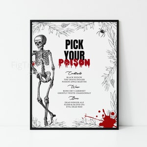 Halloween Bar Menu, Halloween Drinks Menu, Gothic Bar Menu Sign, Pick Your Poison, Printable Bar Menu, Digital Download, F141
