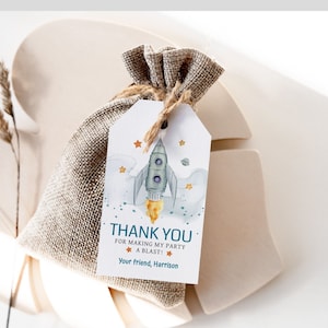 Outer Space Favor Tag, Space Birthday Gift Tag, Astronaut Birthday Thank You Tag, Trip Around the Sun, Galaxy Gift Tag Rocket Tag F133