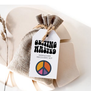Hangover Kit Tag, 70s Groovy Bachelorette Party Hangover Kit, 70s Wedding Hangover Recovery Tag, 70s Birthday Hangover Kit Tag, F136