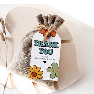 70s Thank You Tag Template, Groovy Retro 70s Party Favor Tag, 70s Hippie Gift Tag, F136